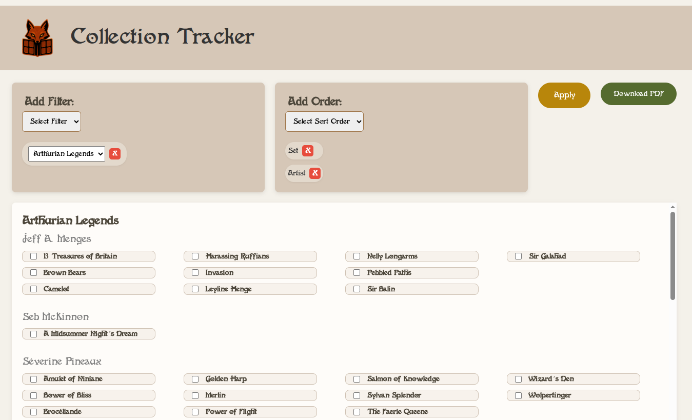 Sorcery Collection Tracker